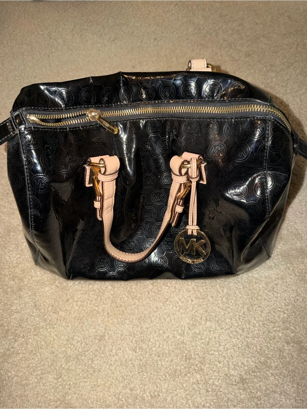 Michael Kors Black Patent Satchel Gold Hardware
